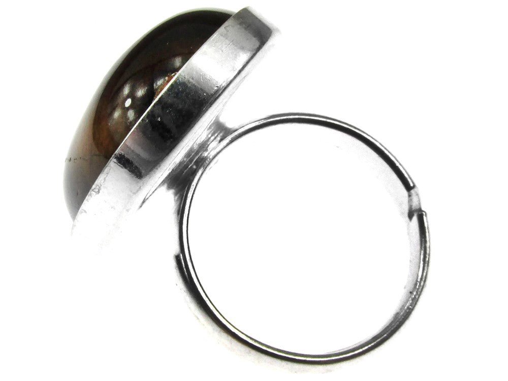 Inel argint reglabil masiv cu ochi de tigru 25x18 MM - GlamBazaar.ro