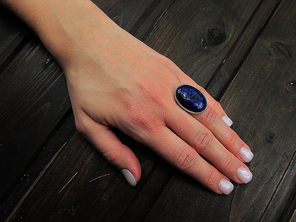 Inel argint reglabil masiv lapis lazuli 25x18 MM - GlamBazaar.ro
