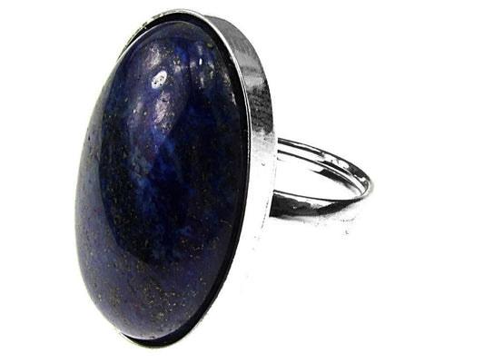 Inel argint reglabil masiv lapis lazuli 25x18 MM - GlamBazaar.ro