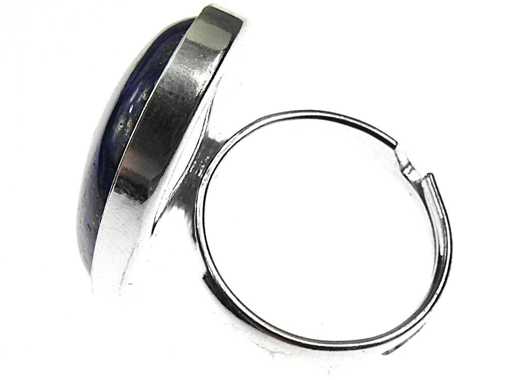Inel argint reglabil masiv lapis lazuli 25x18 MM - GlamBazaar.ro