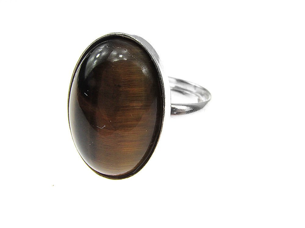 Inel argint reglabil ochi de tigru 18x13 MM - GlamBazaar.ro