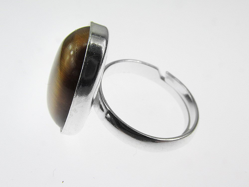 Inel argint reglabil ochi de tigru 18x13 MM - GlamBazaar.ro