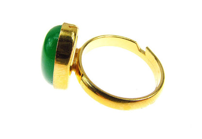Inel argint reglabil placat cu aur cu agat verde 14x10 MM - GlamBazaar.ro