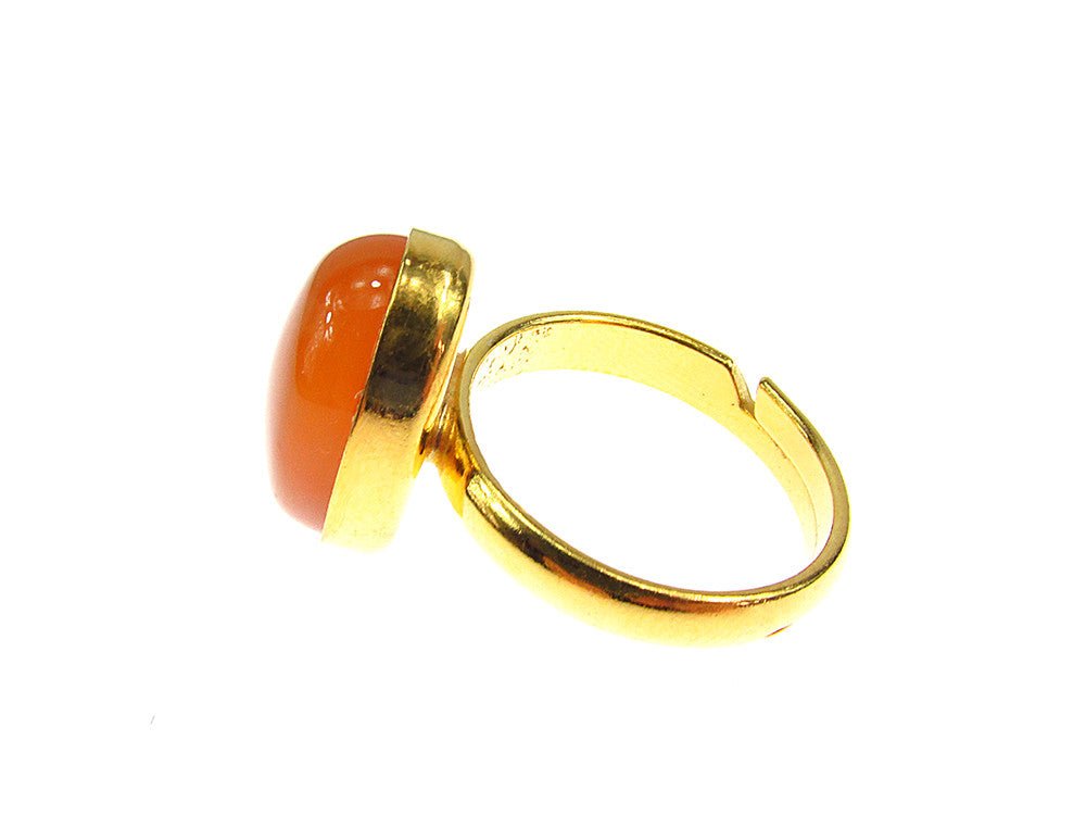 Inel argint reglabil placat cu aur cu carneol 14x10 MM - GlamBazaar.ro