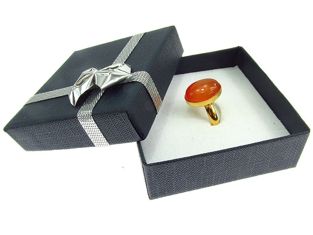 Inel argint reglabil placat cu aur cu carneol 14x10 MM - GlamBazaar.ro