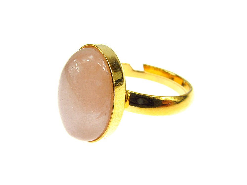 Inel argint reglabil placat cu aur cu cuart roz 14x10 MM - GlamBazaar.ro