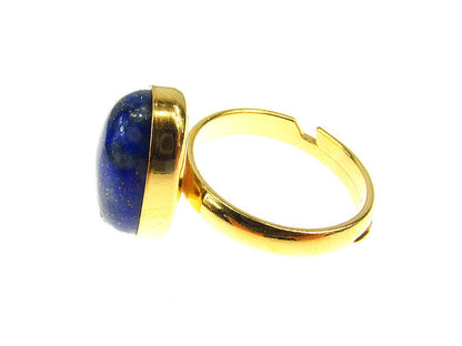 Inel argint reglabil placat cu aur cu lapis lazuli 14x10 MM - GlamBazaar.ro