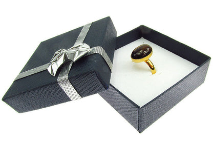 Inel argint reglabil placat cu aur cu ochi de tigru 14x10 MM - GlamBazaar.ro