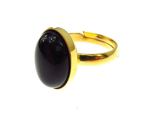 Inel argint reglabil placat cu aur cu onix 14x10 MM - GlamBazaar.ro