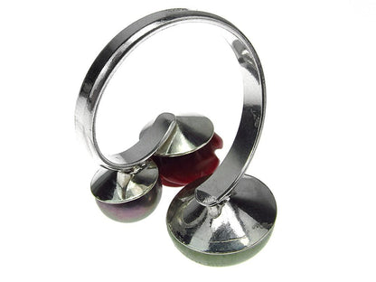 Inel argint reglabil Statement - coral, perla, aventurin - GlamBazaar.ro