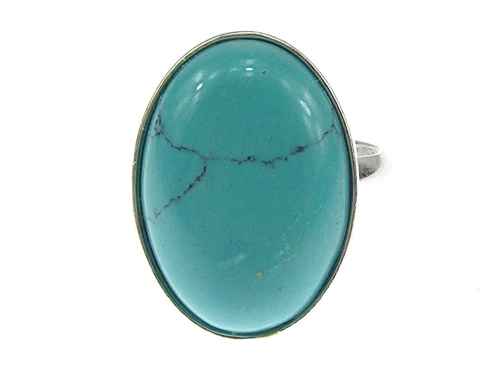 Inel argint reglabil turcoaz 18x13 MM - GlamBazaar.ro