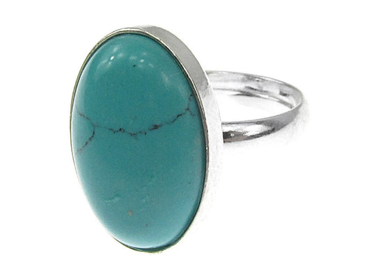 Inel argint reglabil turcoaz 18x13 MM - GlamBazaar.ro