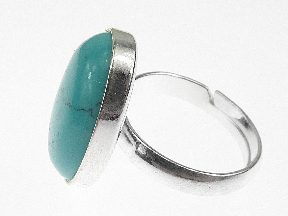 Inel argint reglabil turcoaz 18x13 MM - GlamBazaar.ro