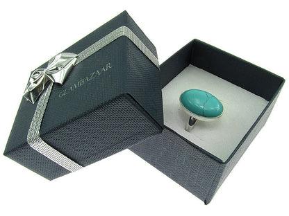 Inel argint reglabil turcoaz 18x13 MM - GlamBazaar.ro