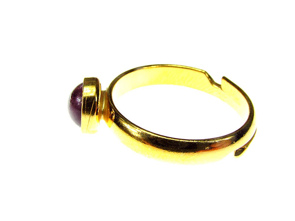 Inel reglabil argint placat cu aur ametist natural 6 MM - GlamBazaar.ro