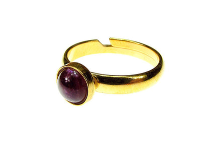 Inel reglabil argint placat cu aur ametist natural 6 MM - GlamBazaar.ro