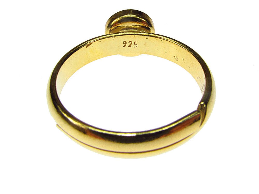 Inel reglabil argint placat cu aur lapis - lazuli natural 6 MM - GlamBazaar.ro