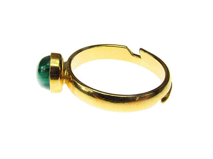 Inel reglabil argint placat cu aur malachit natural 6 MM - GlamBazaar.ro