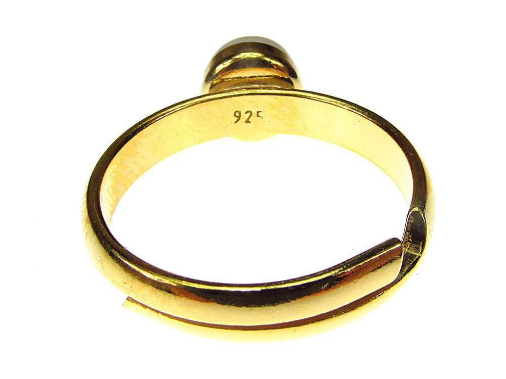 Inel reglabil argint placat cu aur perla de cultura 6 MM - GlamBazaar.ro