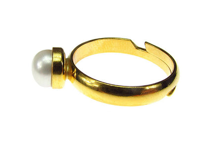 Inel reglabil argint placat cu aur perla de cultura 6 MM - GlamBazaar.ro
