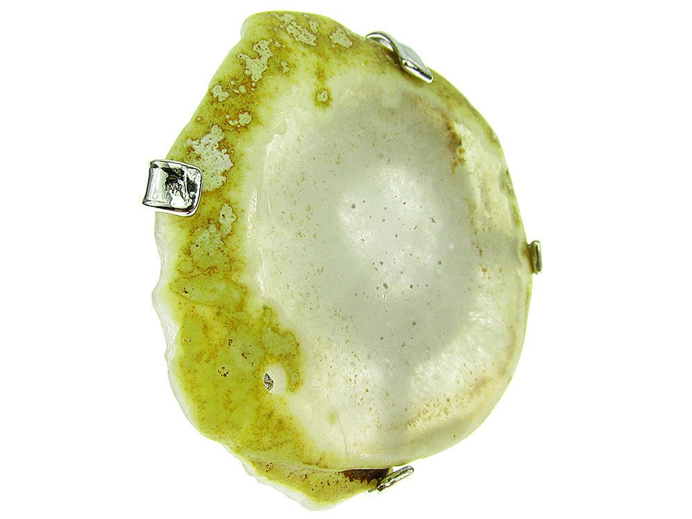 Inel reglabil statement masiv cu agat alb - transparent geoda - GlamBazaar.ro