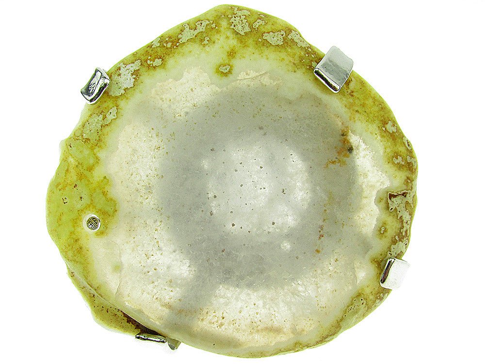 Inel reglabil statement masiv cu agat alb - transparent geoda - GlamBazaar.ro