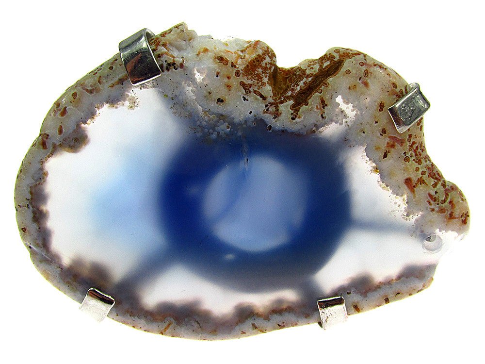 Inel reglabil statement masiv cu agat albastru natural 2A - GlamBazaar.ro