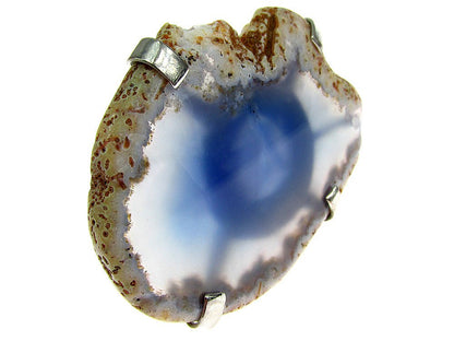 Inel reglabil statement masiv cu agat albastru natural 2A - GlamBazaar.ro