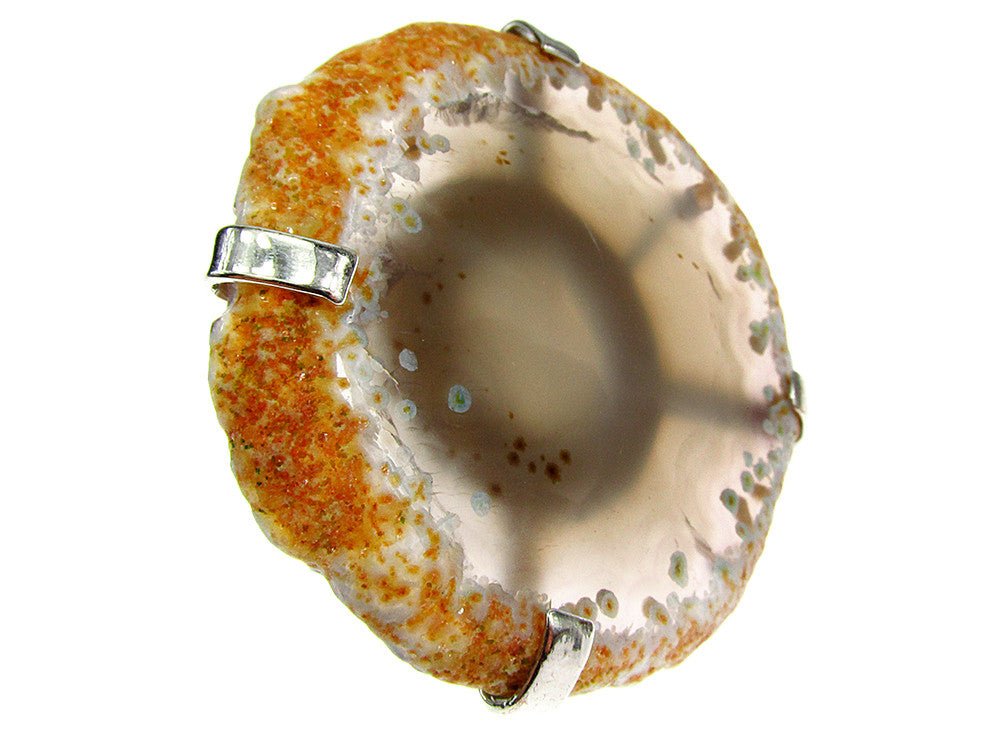 Inel reglabil statement masiv cu agat fumuriu geoda - GlamBazaar.ro