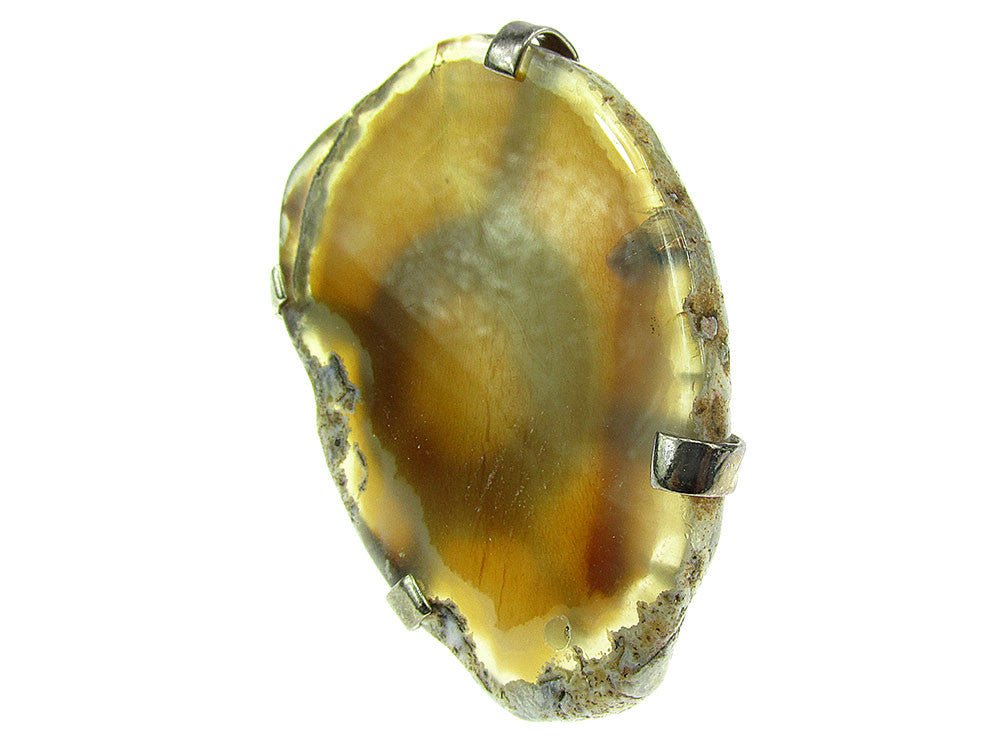 Inel reglabil statement masiv cu agat fumuriu natural - GlamBazaar.ro