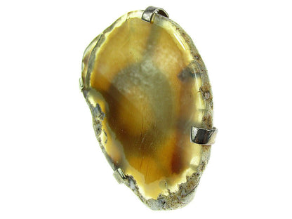 Inel reglabil statement masiv cu agat fumuriu natural - GlamBazaar.ro