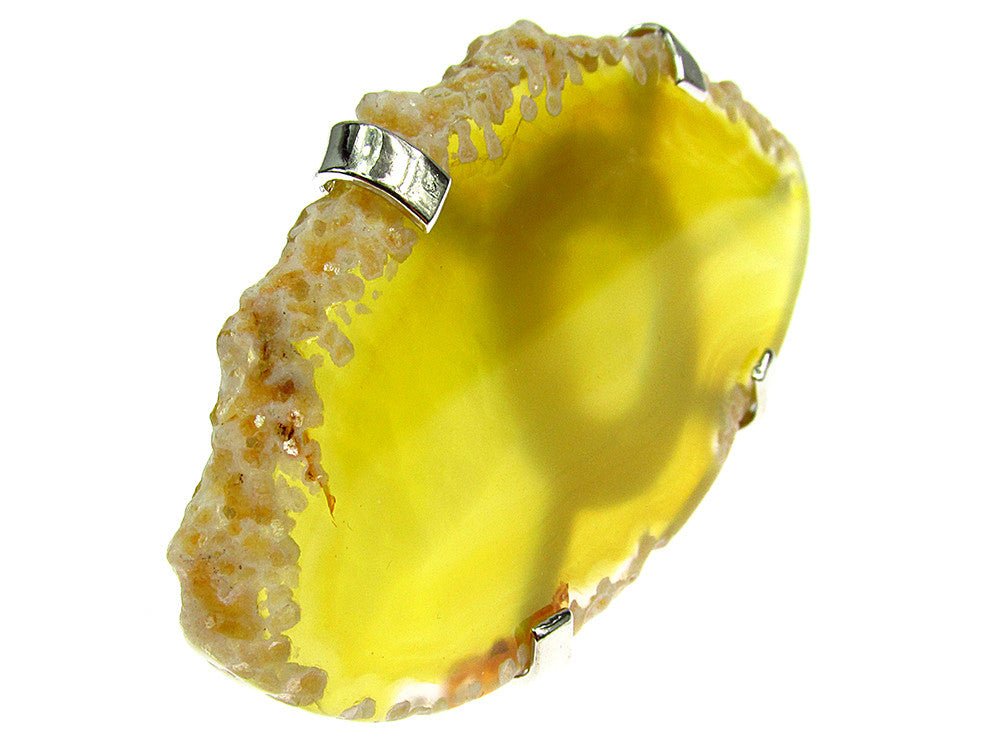 Inel reglabil statement masiv cu agat galben 10A - GlamBazaar.ro