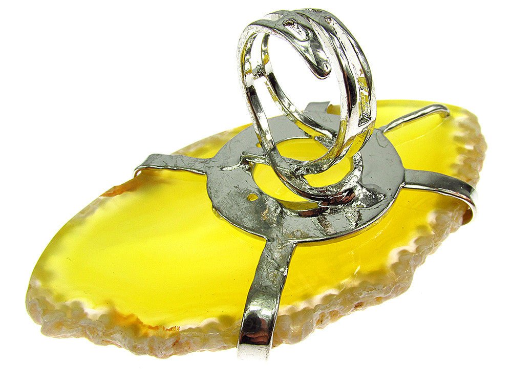 Inel reglabil statement masiv cu agat galben 10A - GlamBazaar.ro