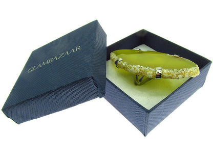 Inel reglabil statement masiv cu agat galben 10A - GlamBazaar.ro