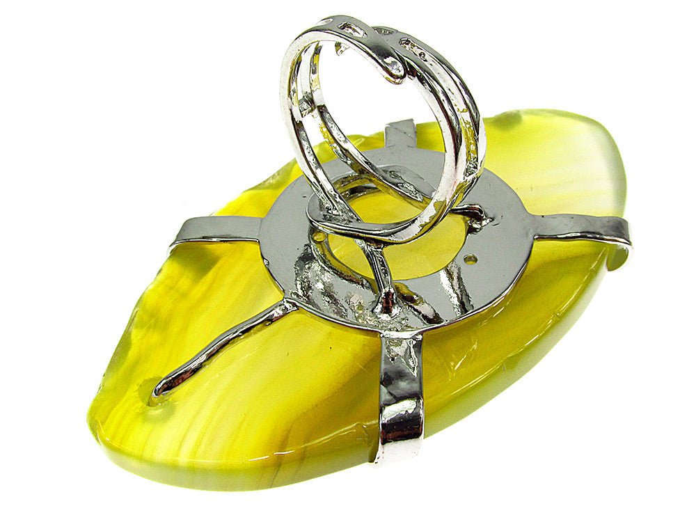 Inel reglabil statement masiv cu agat galben 11A - GlamBazaar.ro