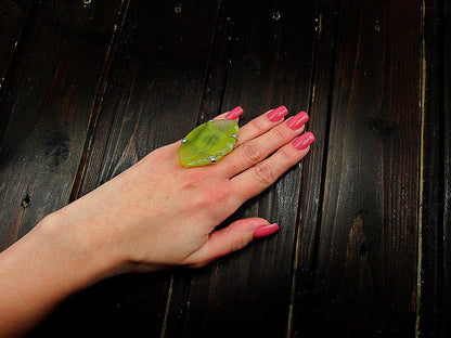 Inel reglabil statement masiv cu agat galben 11A - GlamBazaar.ro