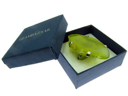 Inel reglabil statement masiv cu agat galben 11A - GlamBazaar.ro