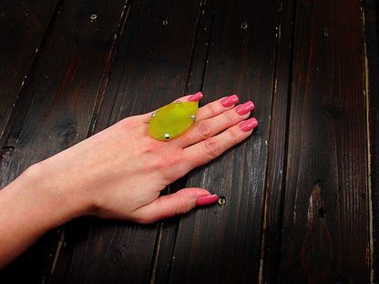 Inel reglabil statement masiv cu agat galben 12A - GlamBazaar.ro