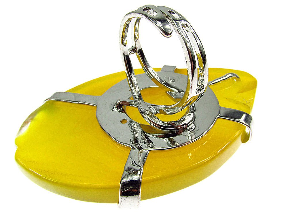 Inel reglabil statement masiv cu agat galben 12A - GlamBazaar.ro