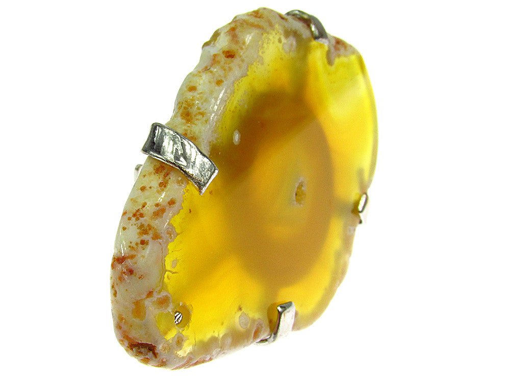 Inel reglabil statement masiv cu agat galben 13A - GlamBazaar.ro