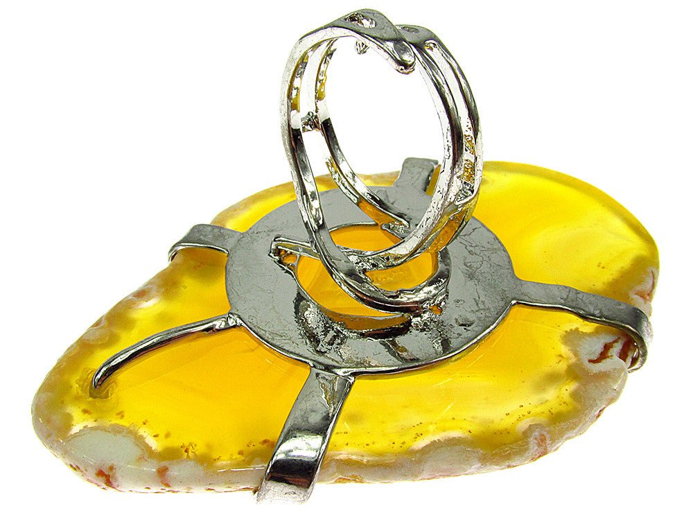 Inel reglabil statement masiv cu agat galben 13A - GlamBazaar.ro