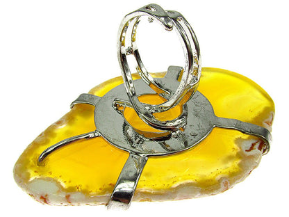 Inel reglabil statement masiv cu agat galben 13A - GlamBazaar.ro