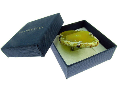 Inel reglabil statement masiv cu agat galben 13A - GlamBazaar.ro