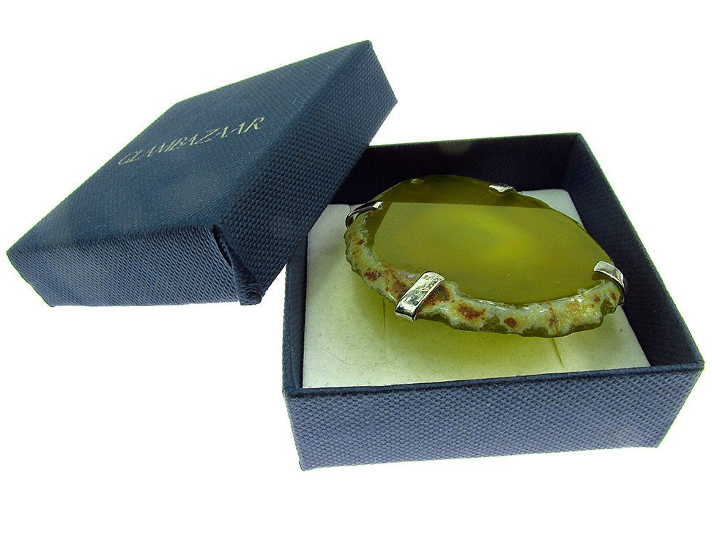 Inel reglabil statement masiv cu agat galben 14A - GlamBazaar.ro