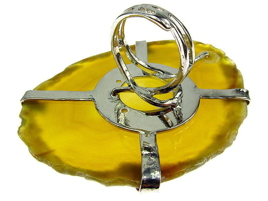 Inel reglabil statement masiv cu agat galben 14A - GlamBazaar.ro