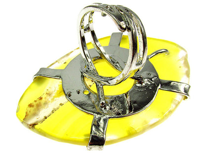Inel reglabil statement masiv cu agat galben 1A - GlamBazaar.ro