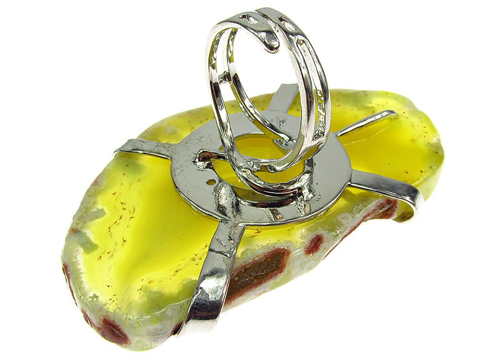 Inel reglabil statement masiv cu agat galben 5A - GlamBazaar.ro