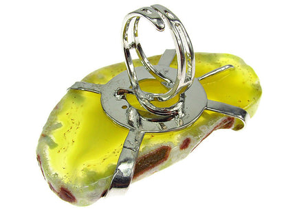 Inel reglabil statement masiv cu agat galben 5A - GlamBazaar.ro