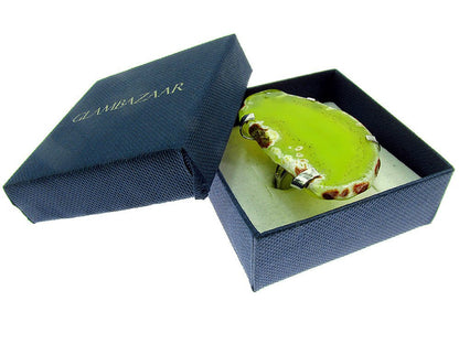 Inel reglabil statement masiv cu agat galben 5A - GlamBazaar.ro