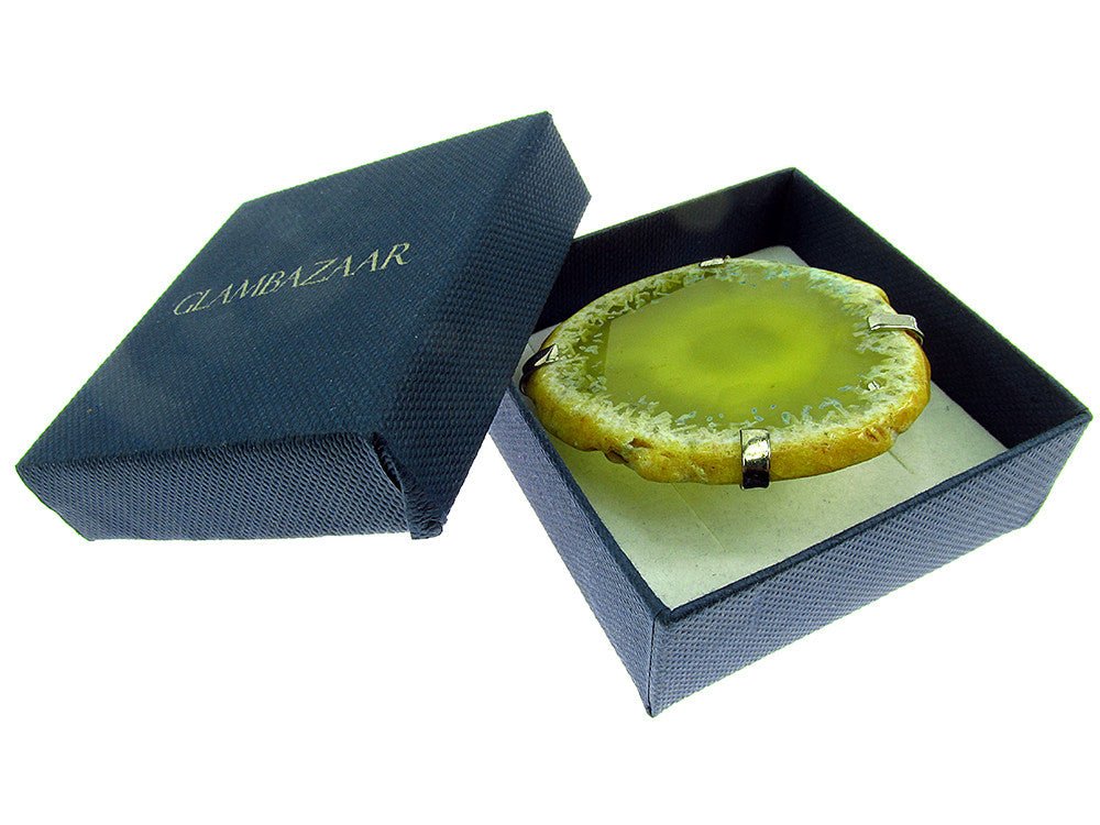 Inel reglabil statement masiv cu agat galben 8A - GlamBazaar.ro